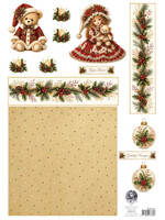 Fairybells combi knipvel voor pop-up en decoupage - kerst rood-beige # uitlevering start 31 au