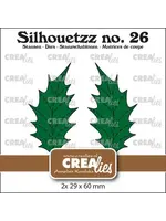 Silhouetzz Stansen No. 26 Blaadjes 22 Dicht Hulstblad Groot met Stiksteek en Spiegelbeeld (CLSH26)