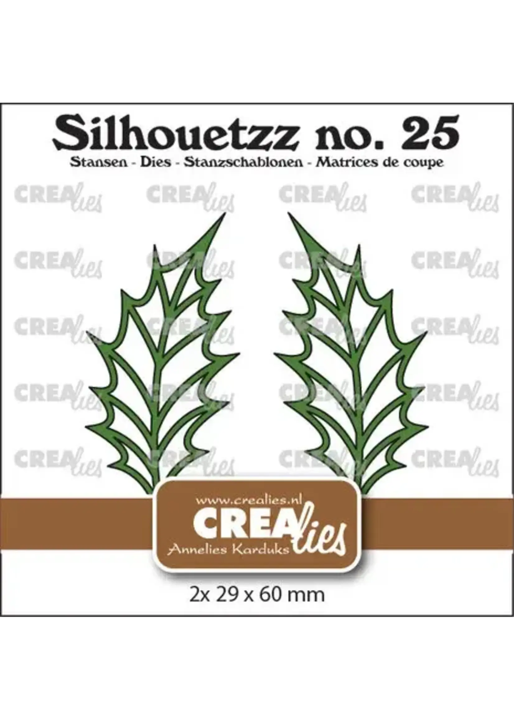 Silhouetzz Stansen No. 25 Blaadjes 22 Open Hulstblad Groot en Spiegelbeeld (CLSH25)
