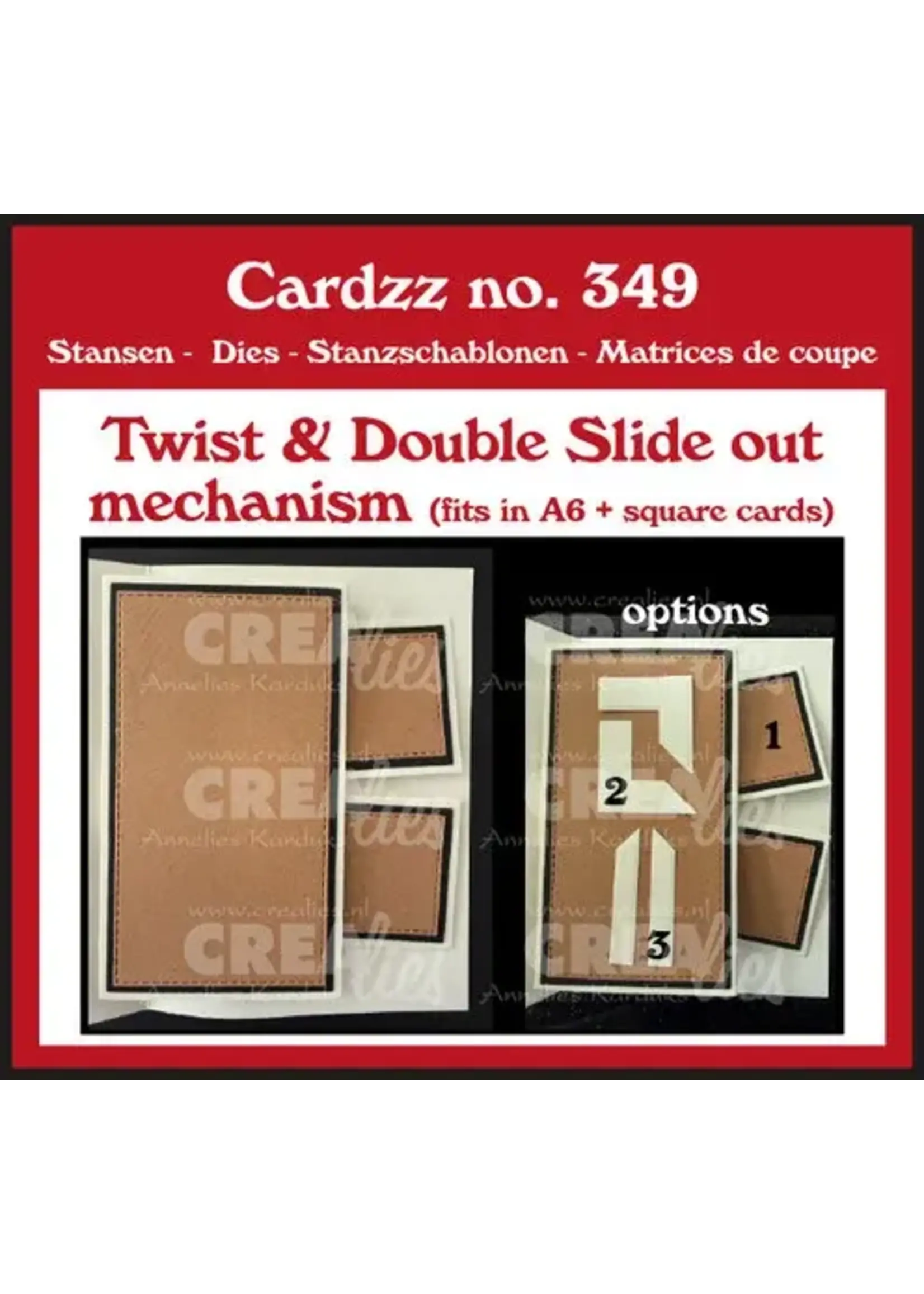 Cardzz Stansen Twist & Double Slide Out Mechanisme (Past in A6 en Vierkante Kaart) (CLCZ349)
