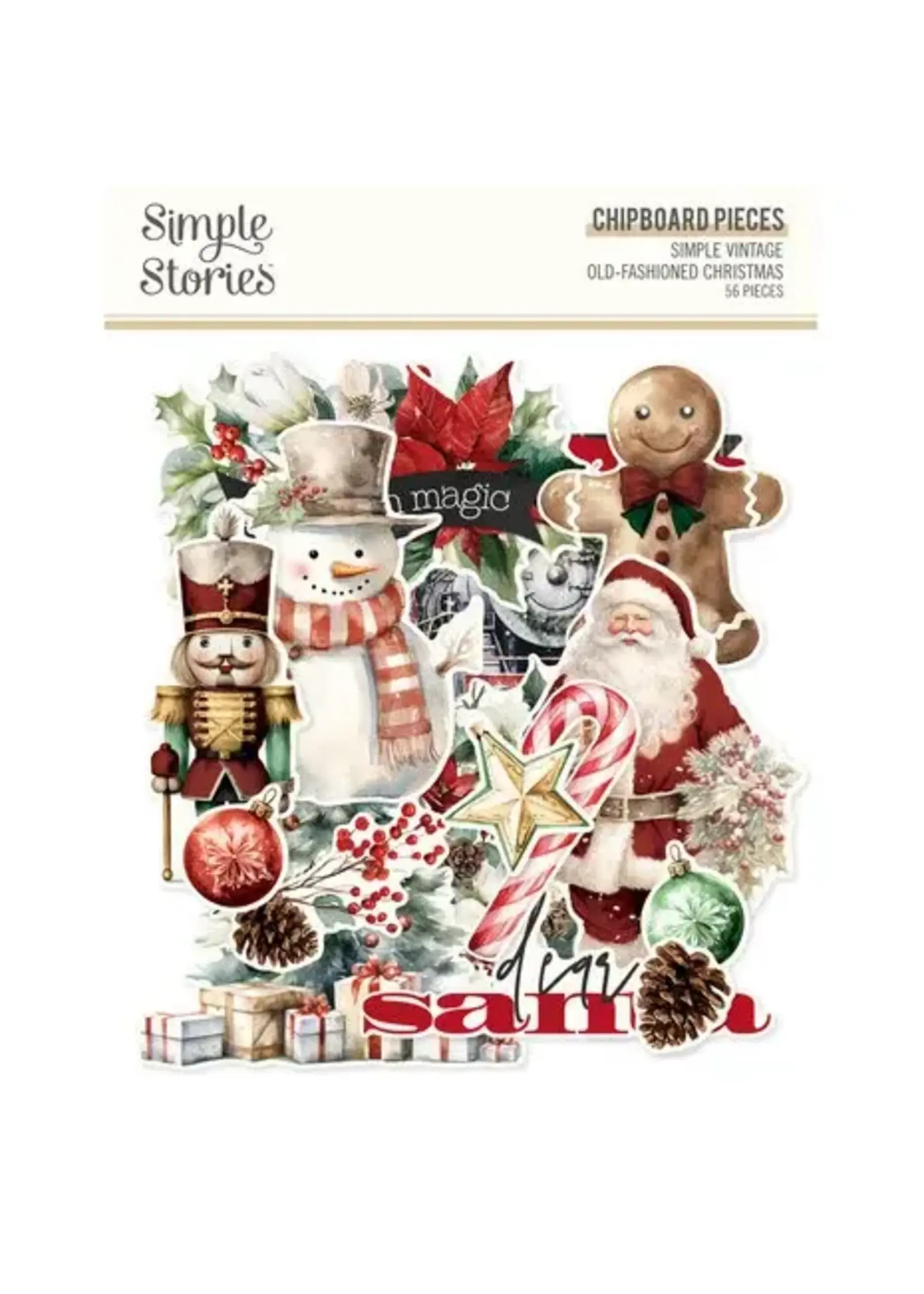 Simple Vintage Old-Fashioned Christmas Chipboard Pieces (27625)