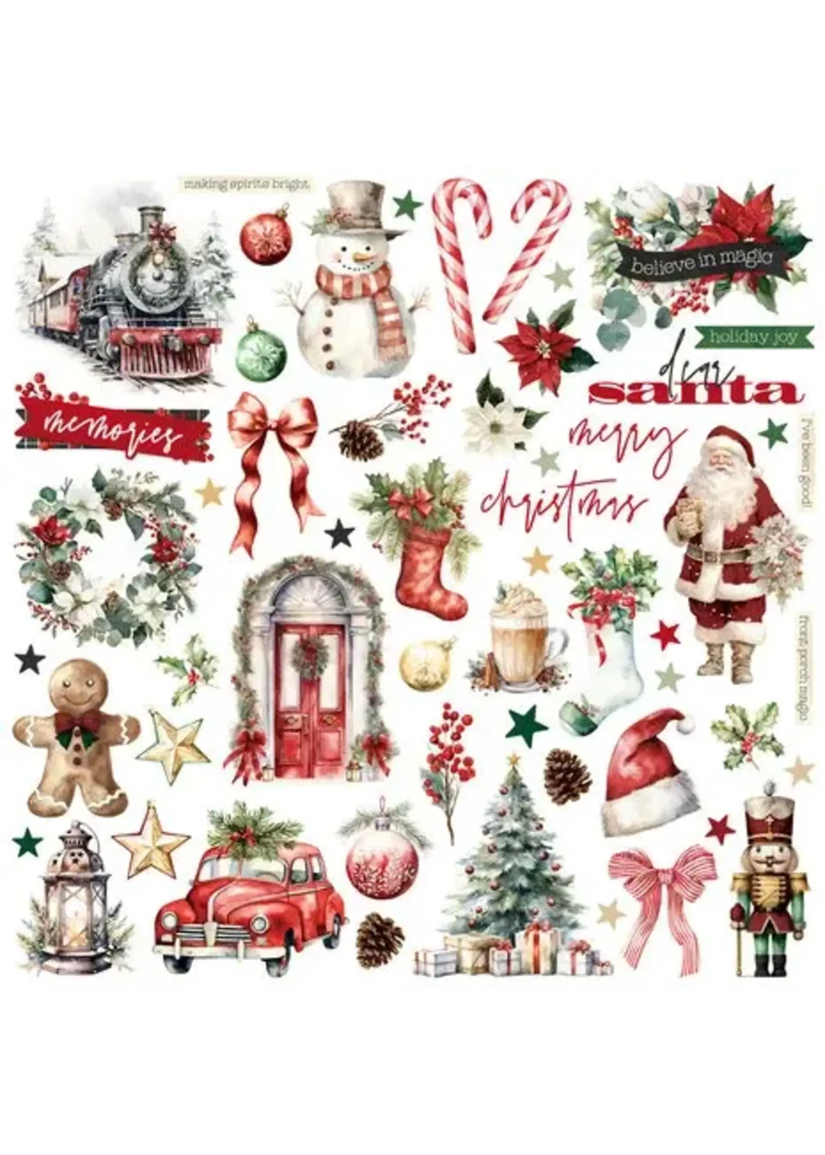 Simple Vintage Old-Fashioned Christmas Chipboard Pieces (27625)
