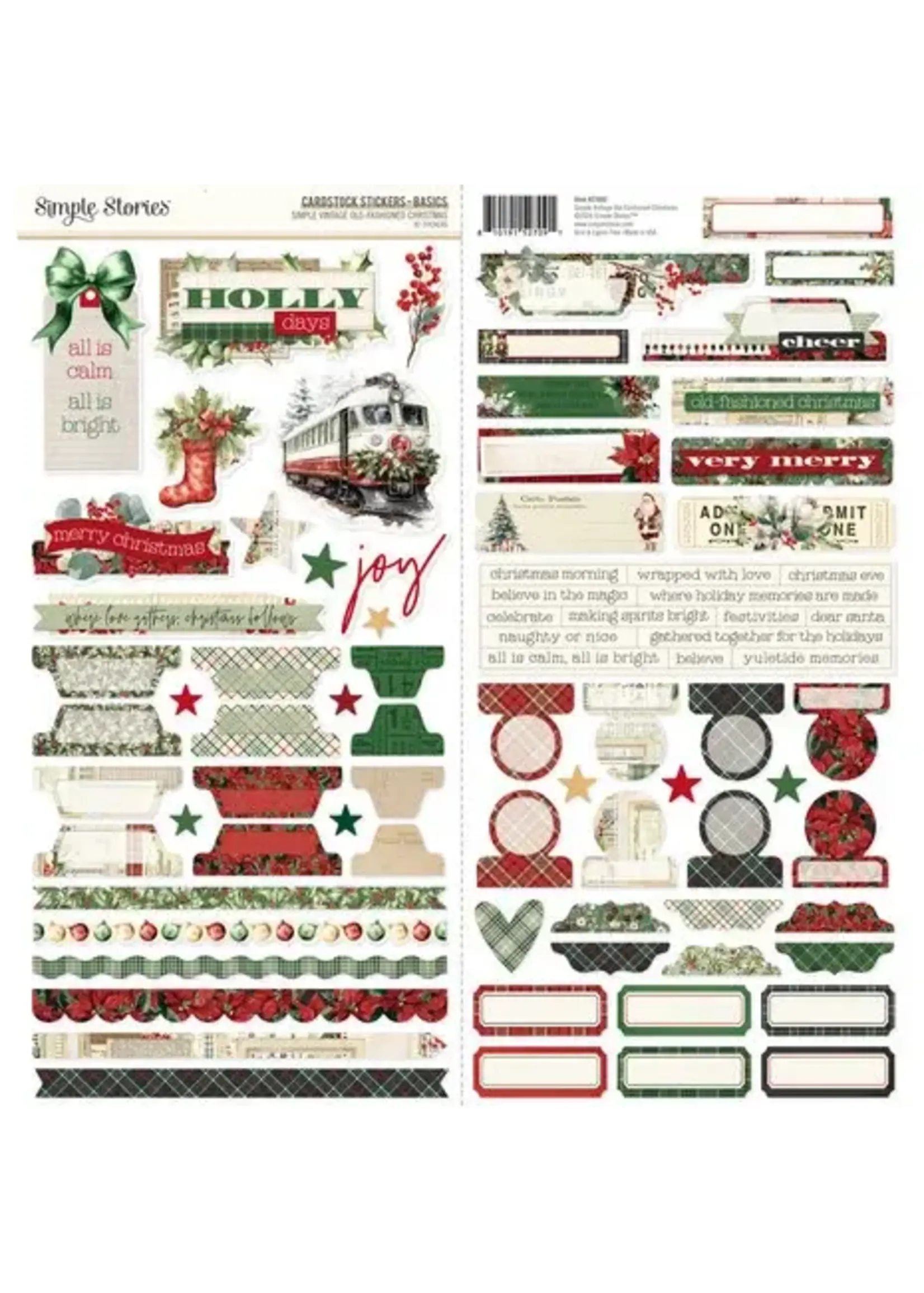 Simple Vintage Old-Fashioned Christmas Cardstock Stickers Basics (27603)