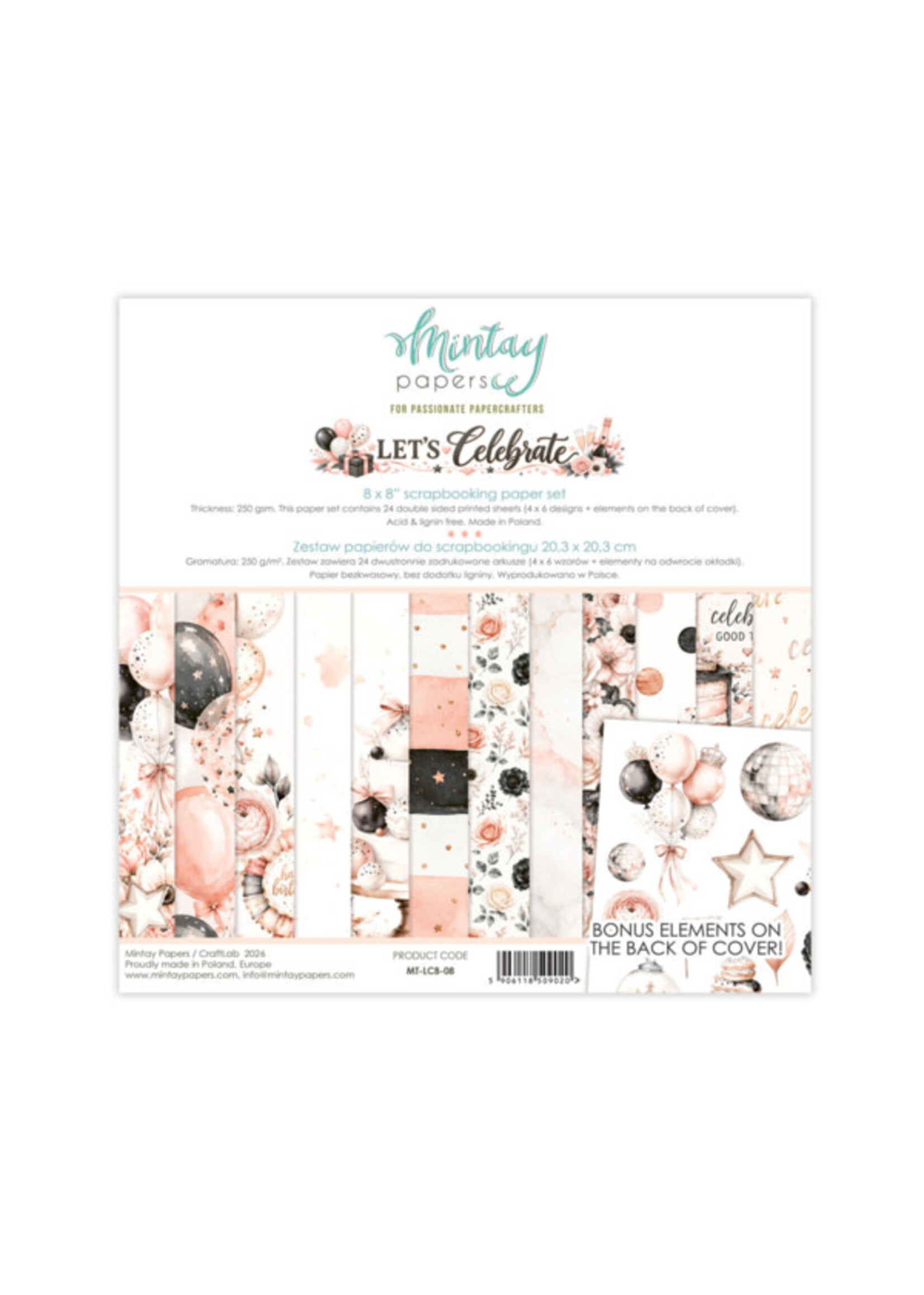 8 x 8 Papieren Set - Laten we het vieren