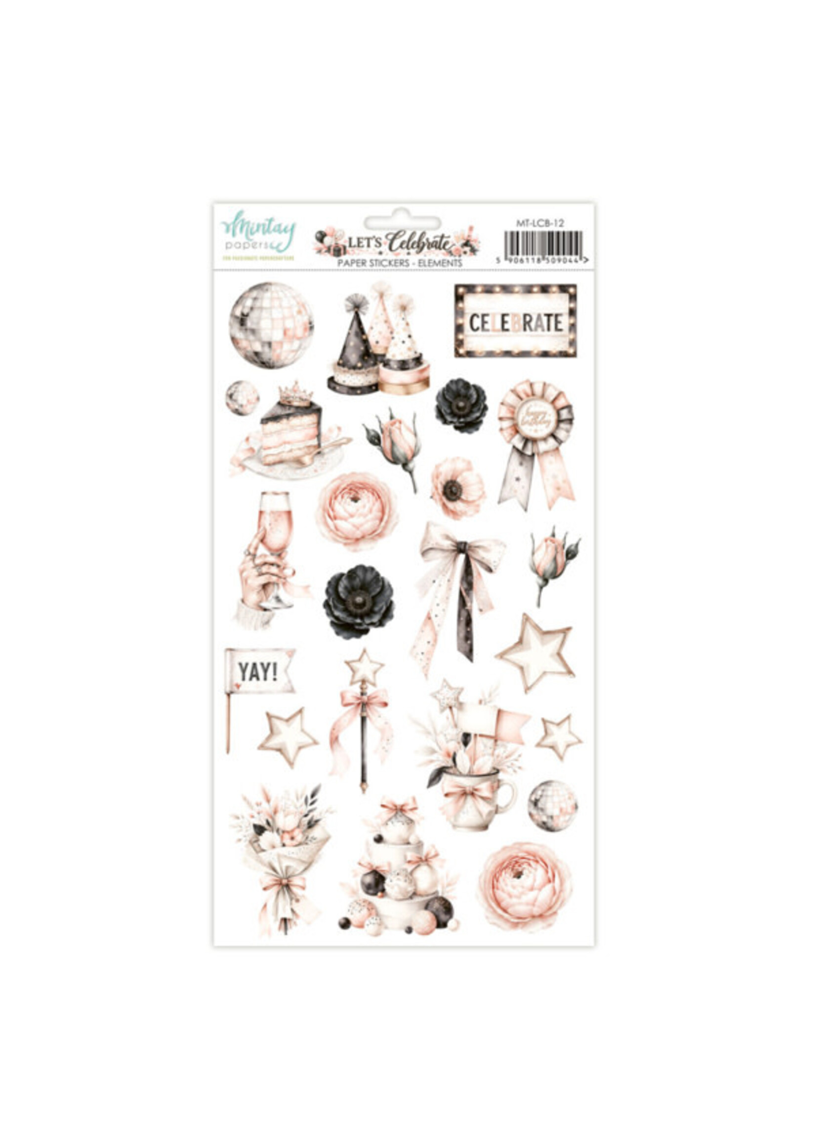 6 x 12 papieren stickers - Laten we vieren - Elementen