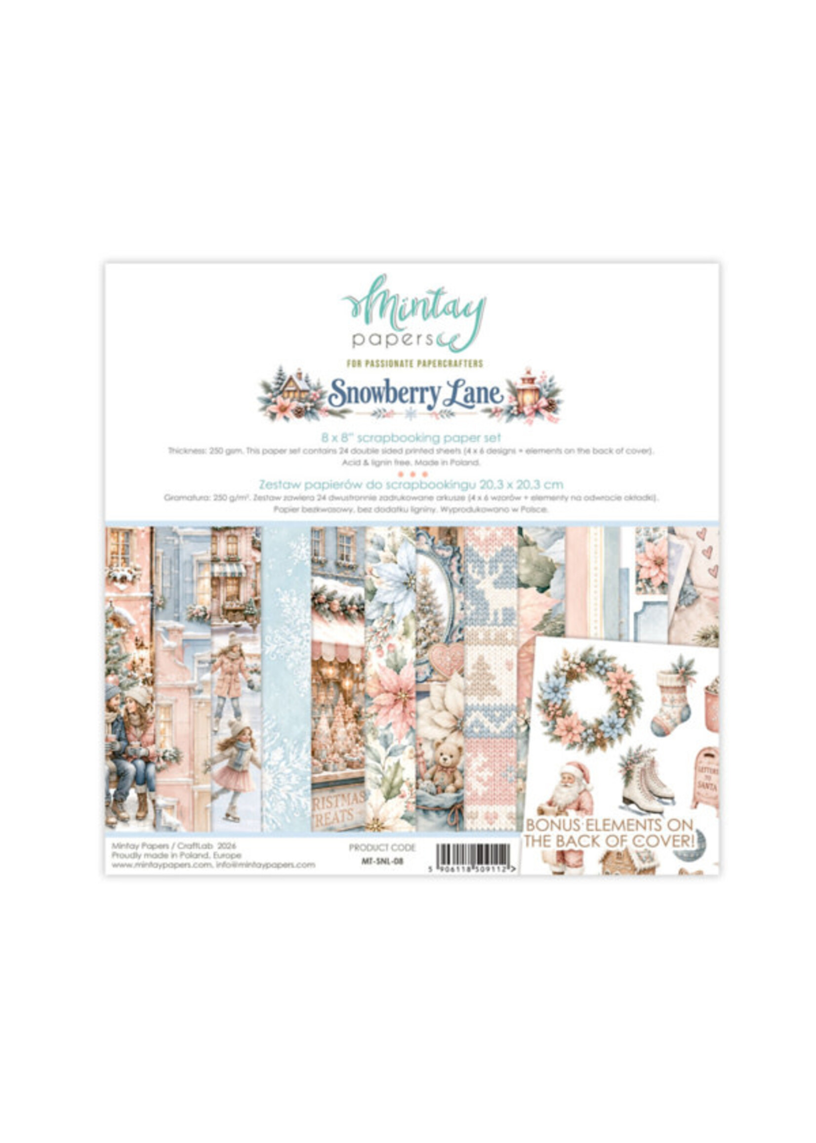 8 x 8 Papieren Set - Snowberry Lane
