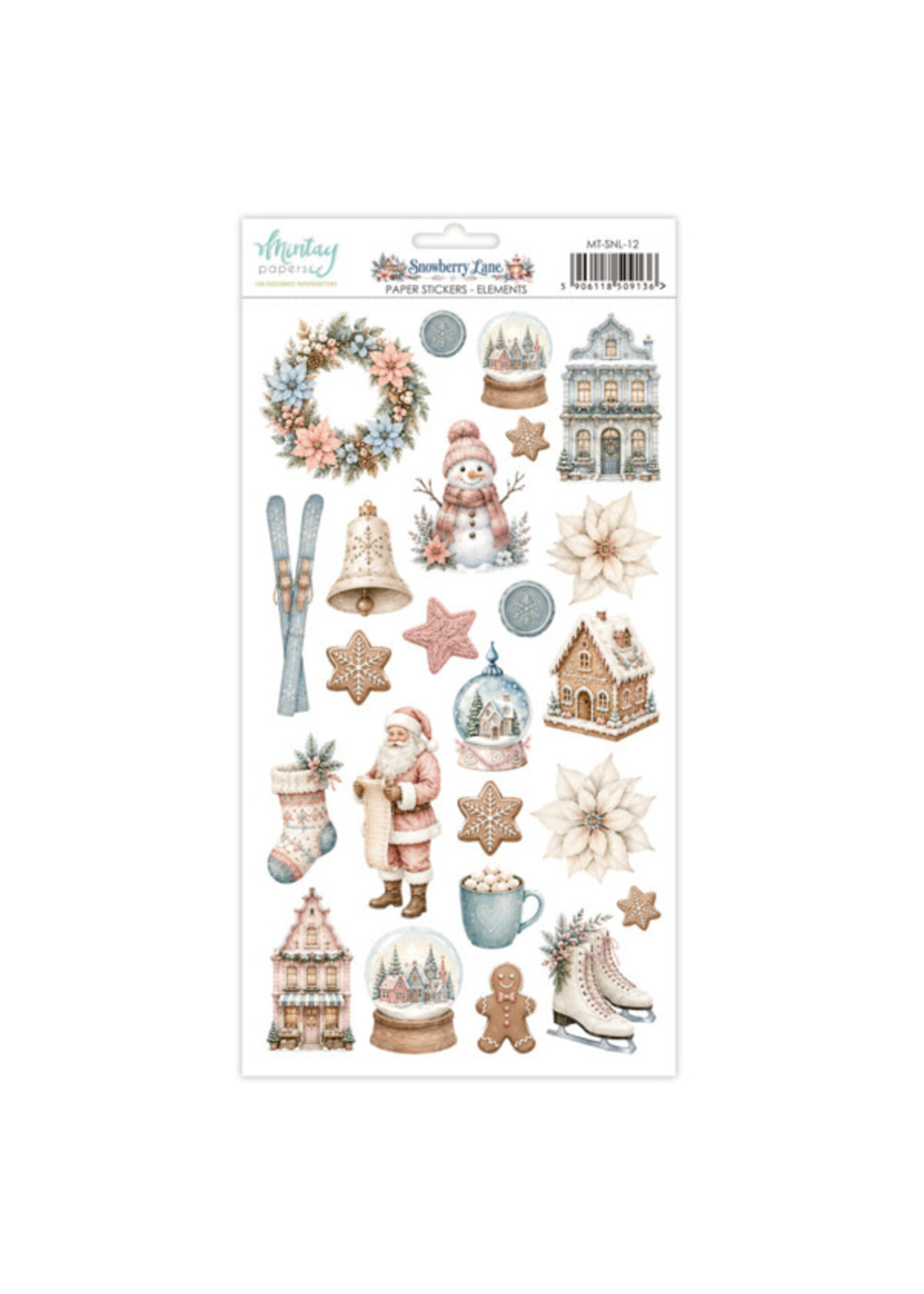 6 x 12 papieren stickers - Snowberry Lane - Elementen
