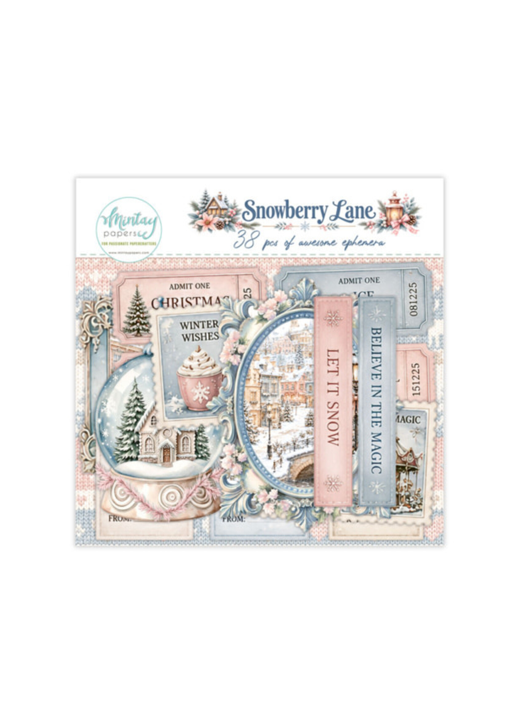 Papieren Ephemera - Snowberry Lane, 38 stuks