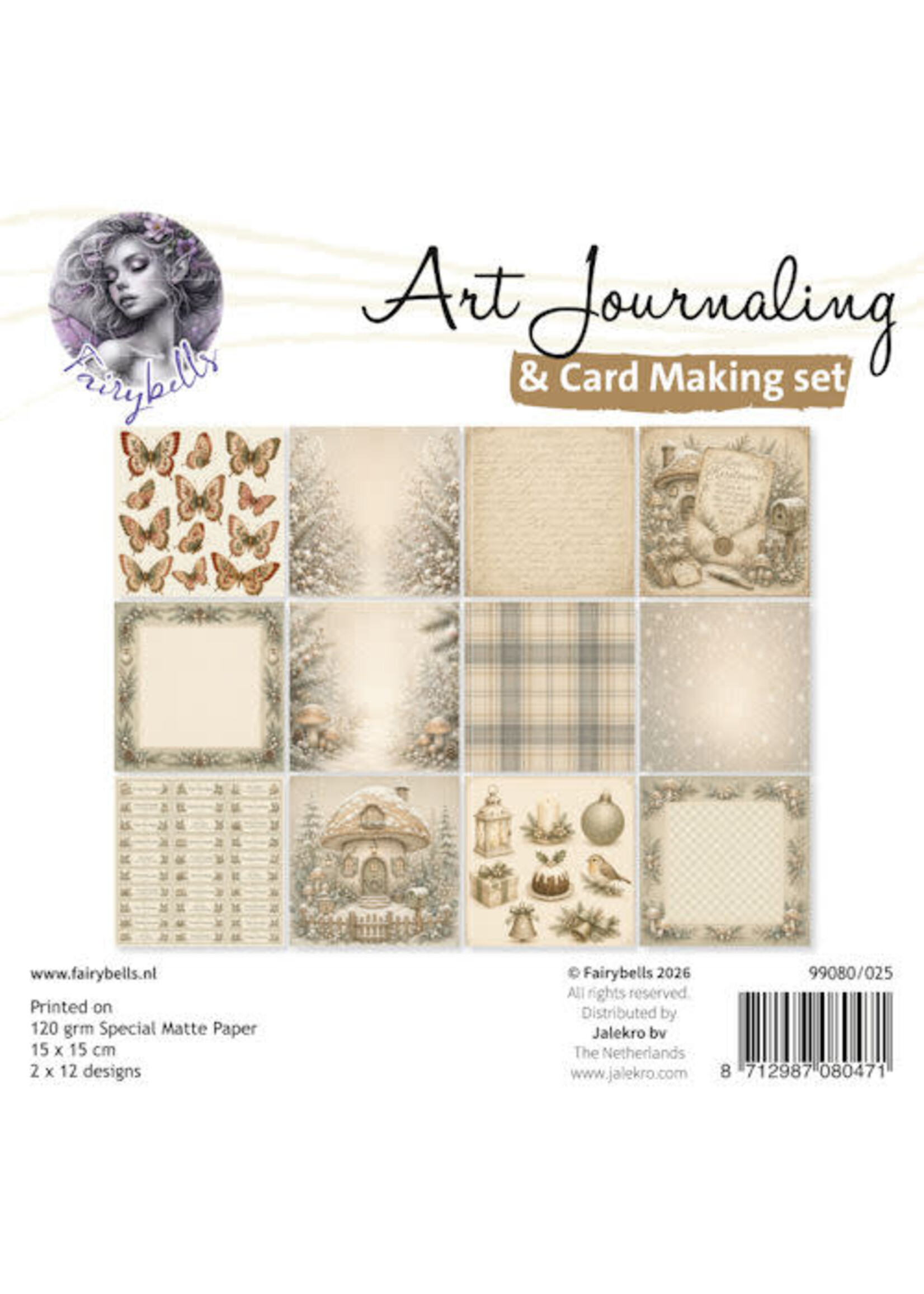 Art Journaling & Card Making Backgrounds Set Kerst beige-groen # UITLEVERING START 24 SEPTEMBER