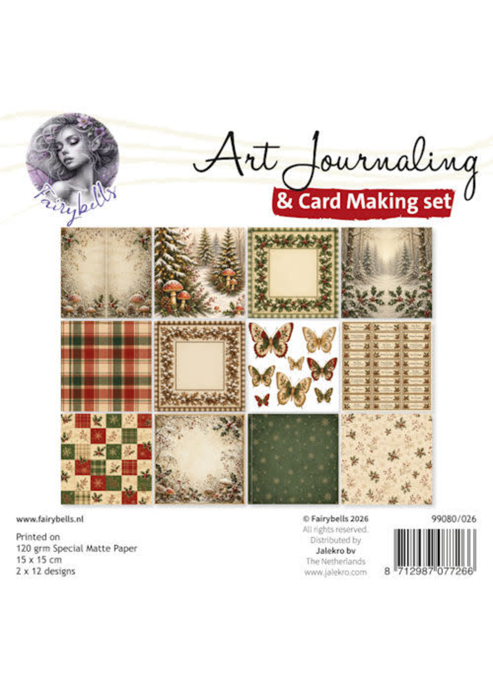 Art Journaling & Card Making Backgrounds Set Kerst rood-groen # UITLEVERING START 25 SEPTEMBER