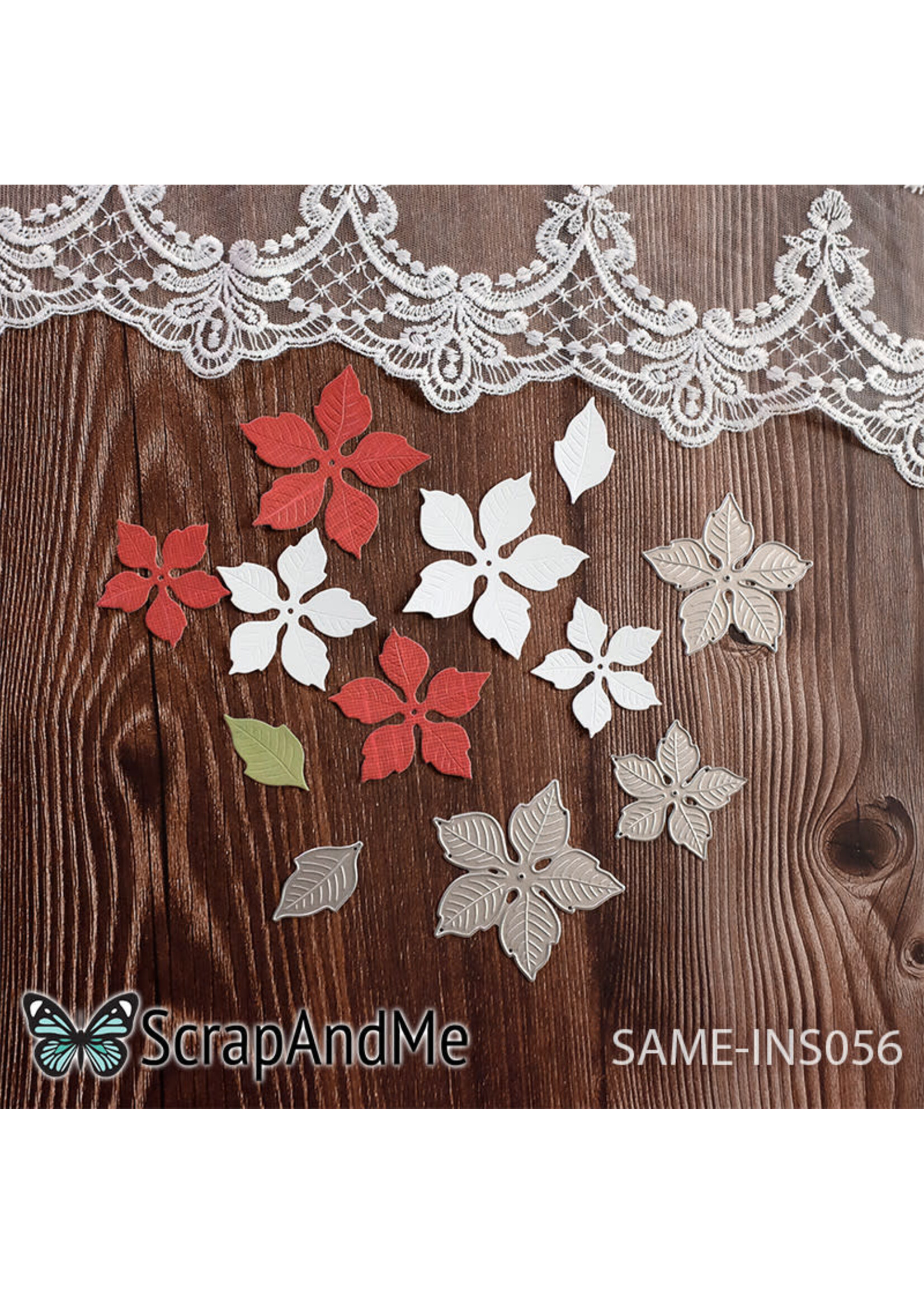 Poinsettia Flowers SAME-INS056 Metal Cutting Die - ScrapAndMe