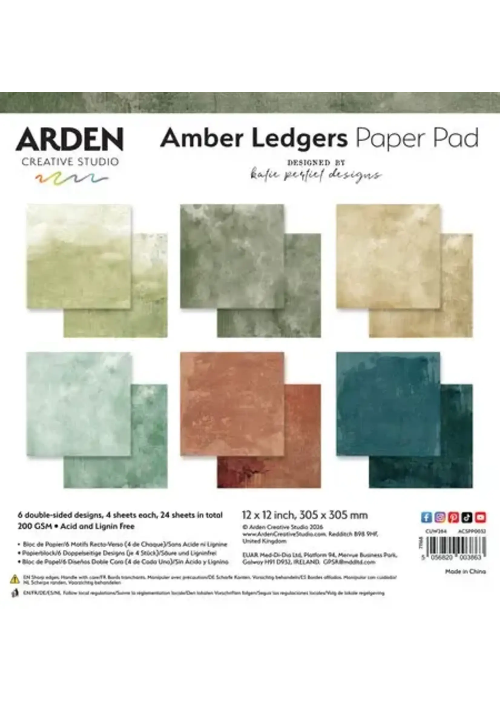 Amber Ledgers 12x12 Inch Paper Pad Solids by Katie Pertiet (ACSPP0032)