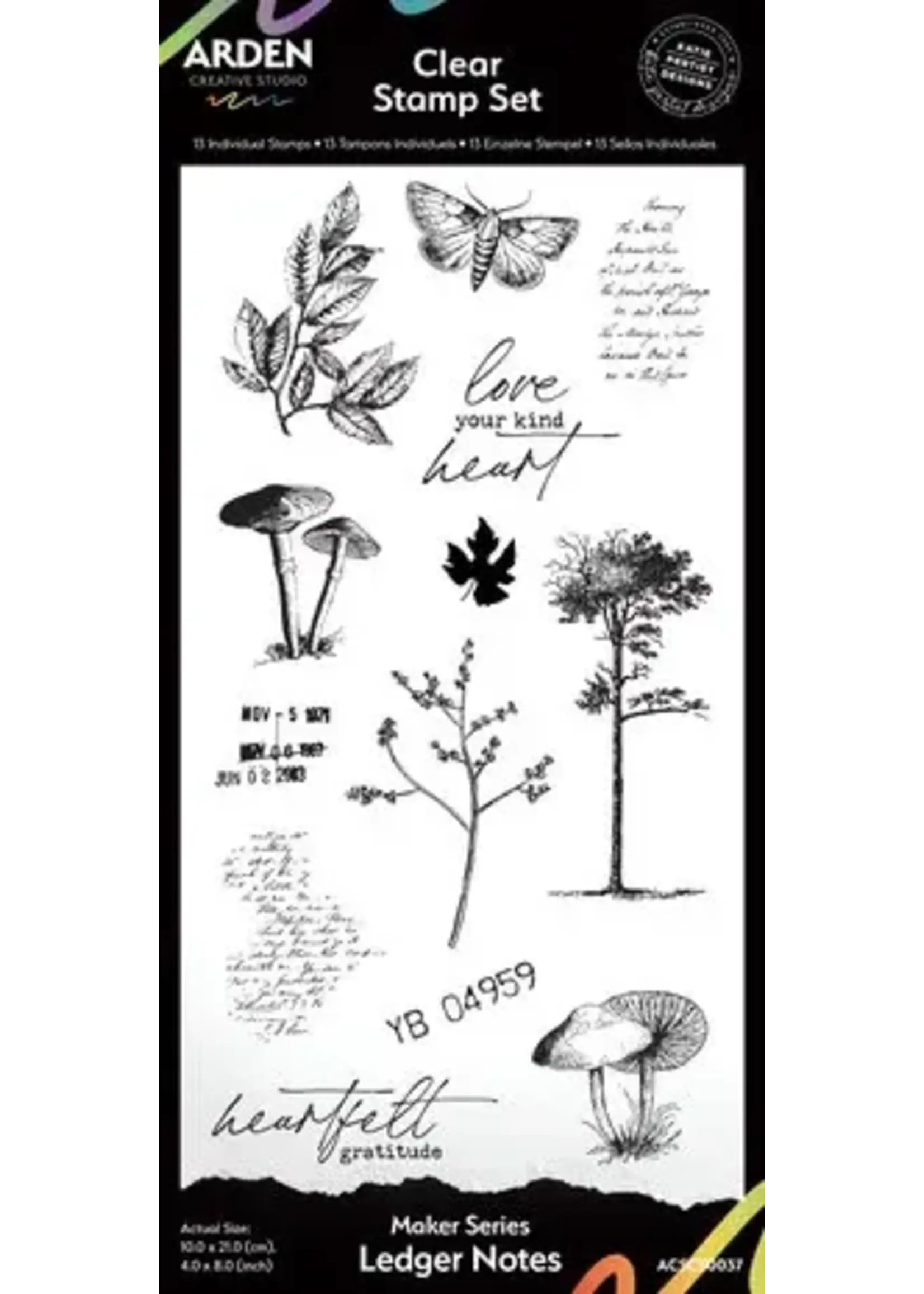 Maker Series 4x8 Inch Clear Stamp Set Ledger Notes by Katie Pertiet (ACSCS0037)