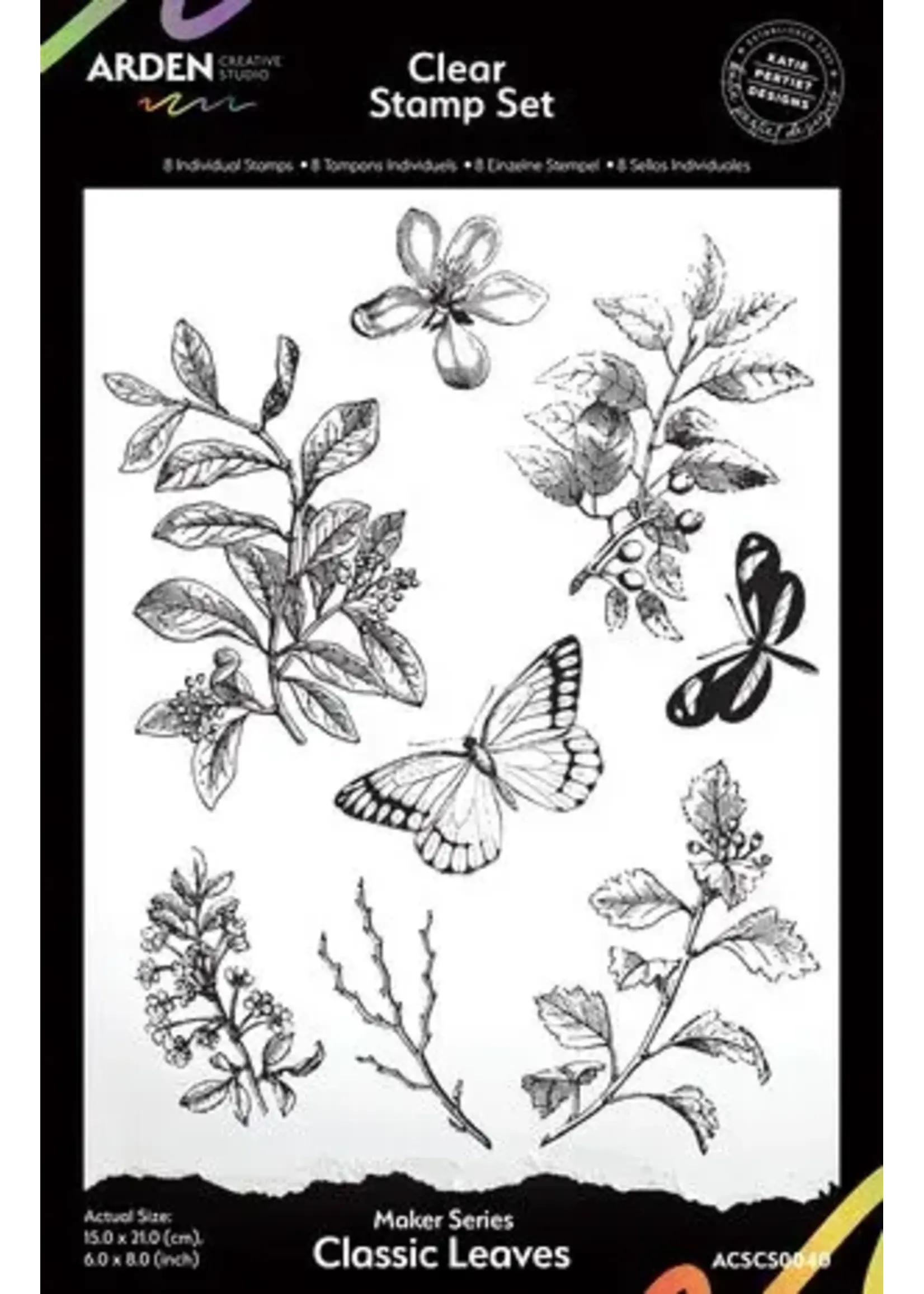 Maker Series 6x8 Inch Clear Stamp Set Classic Leaves by Katie Pertiet (ACSCS0040