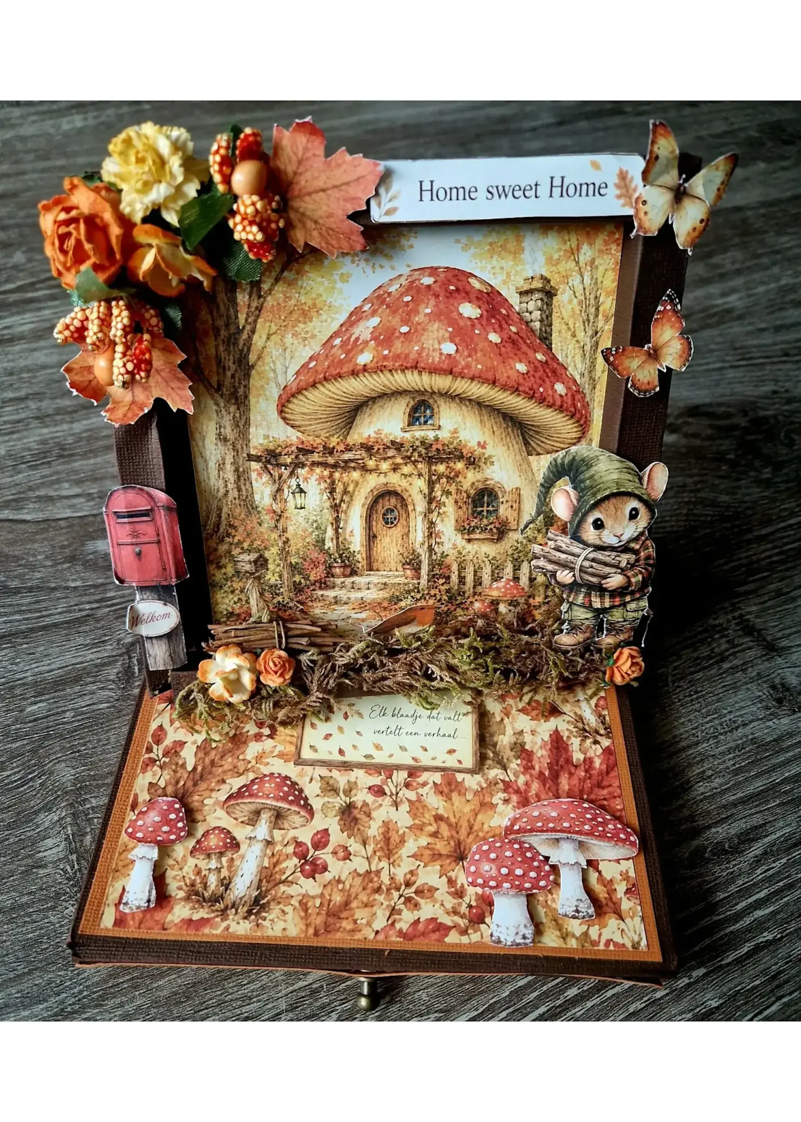 Herfst easel kaart met lade en mini boekje