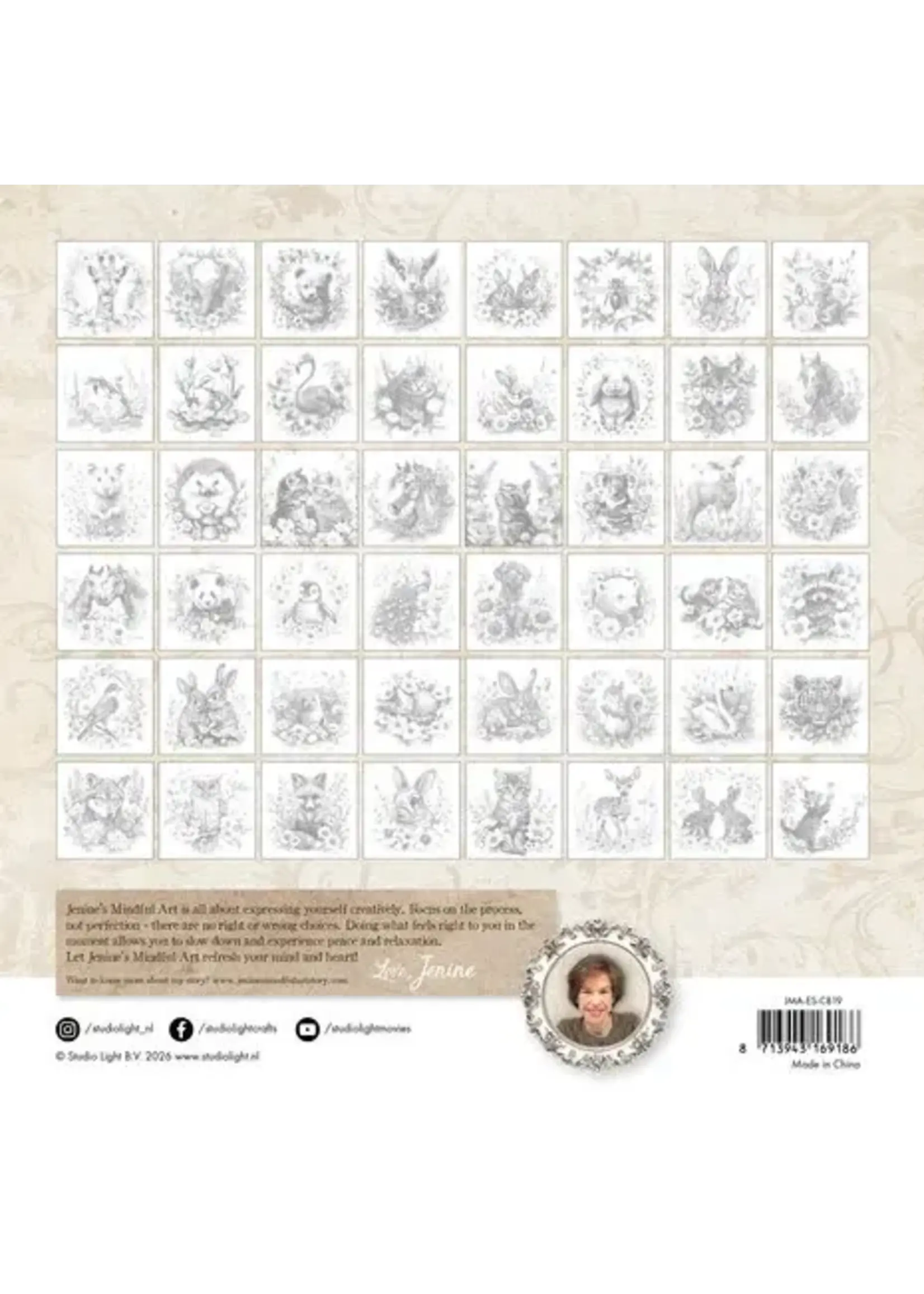 Serene Animals 8x8 Inch Coloring Book (JMA-ES-CB19)