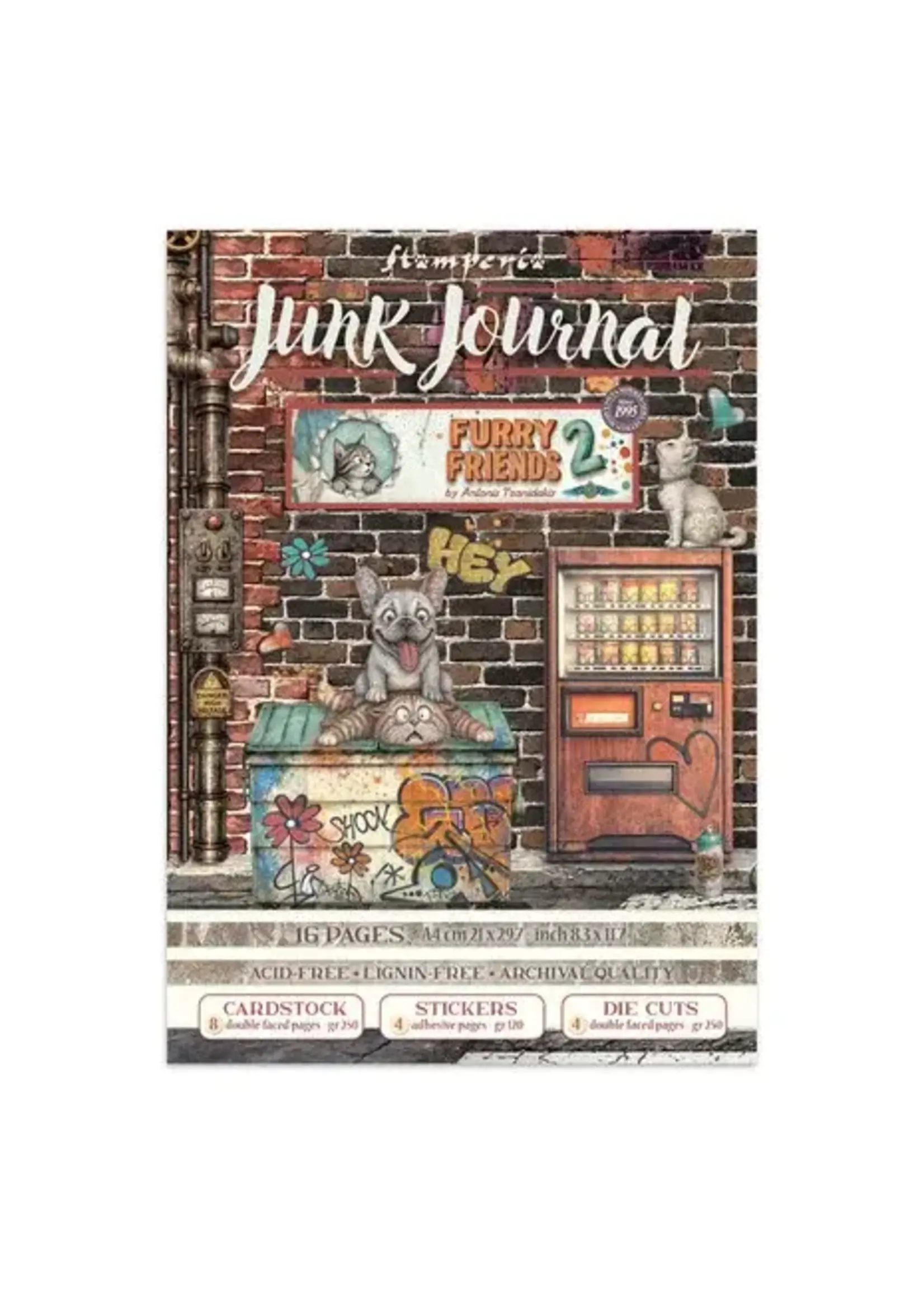 Furry Friends 2 Junk Journal Stickers, Backgrounds, Cut-Outs by Antonis Tzanidakis (SBJK33)