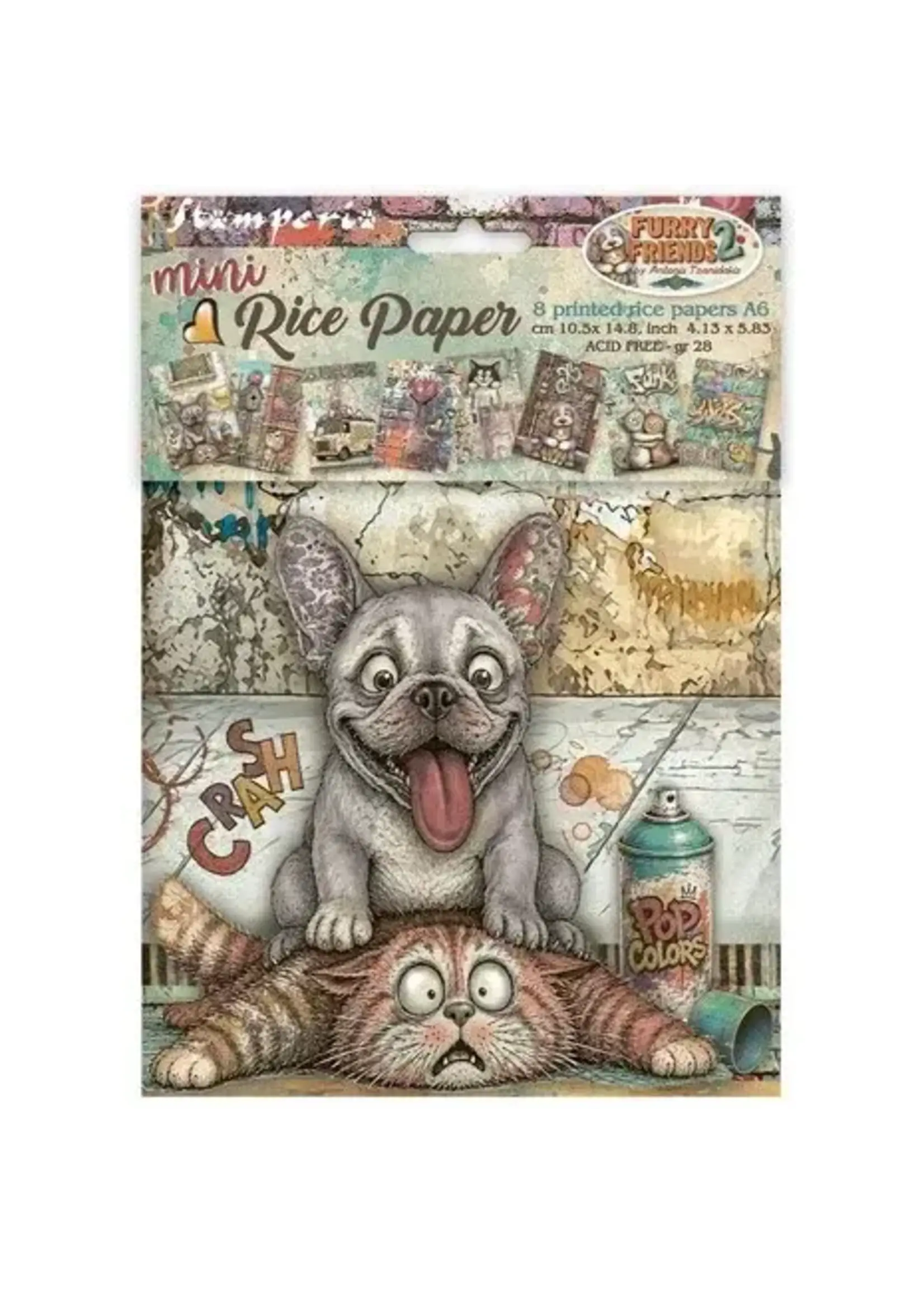 Furry Friends 2 A6 Mini Rice Paper Selection (8pcs) by Antonis Tzanidakis (DFSA6X15)