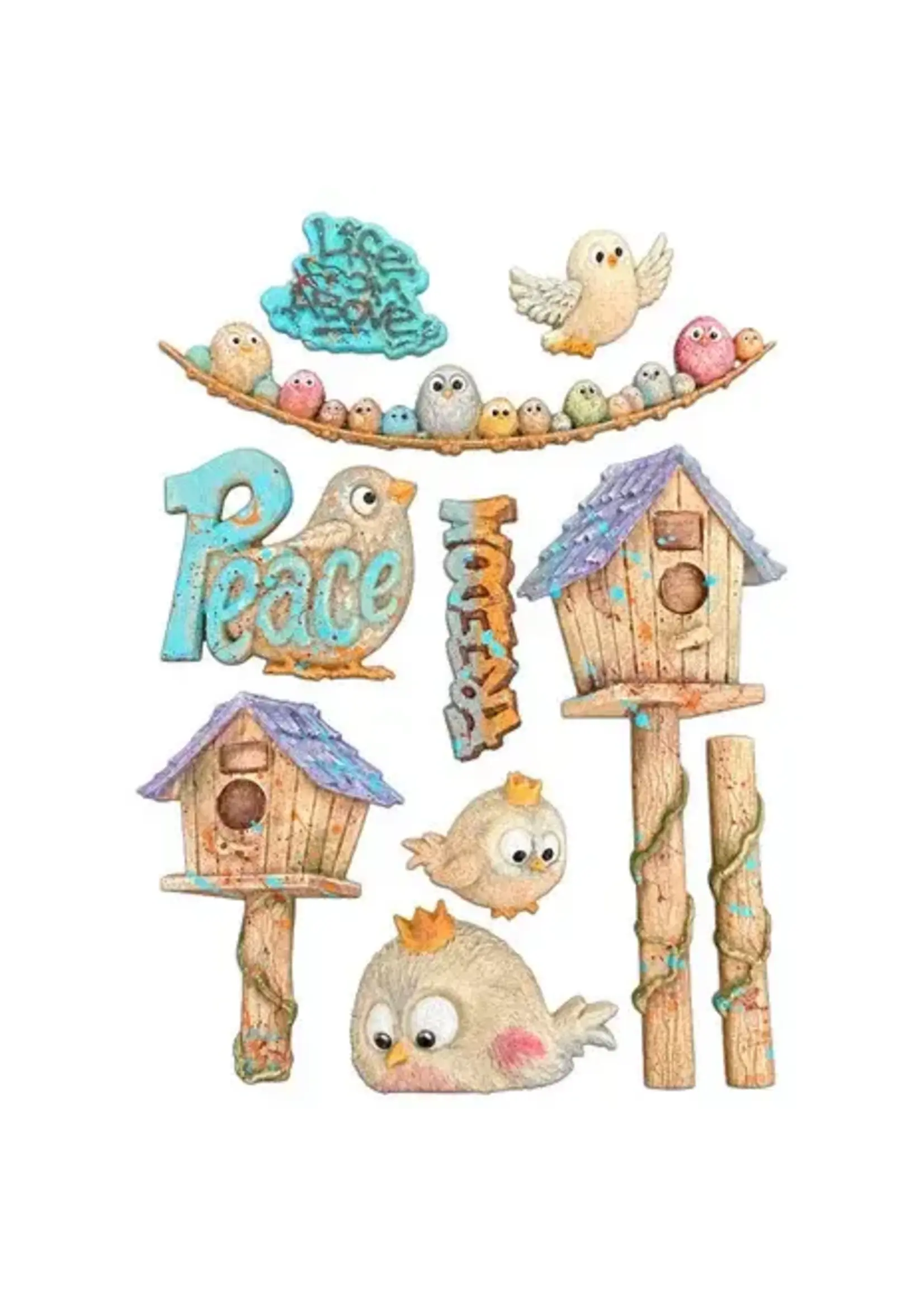 Furry Friends 2 A5 Silicon Mould Birds by Antonis Tzanidakis (KACMA625)