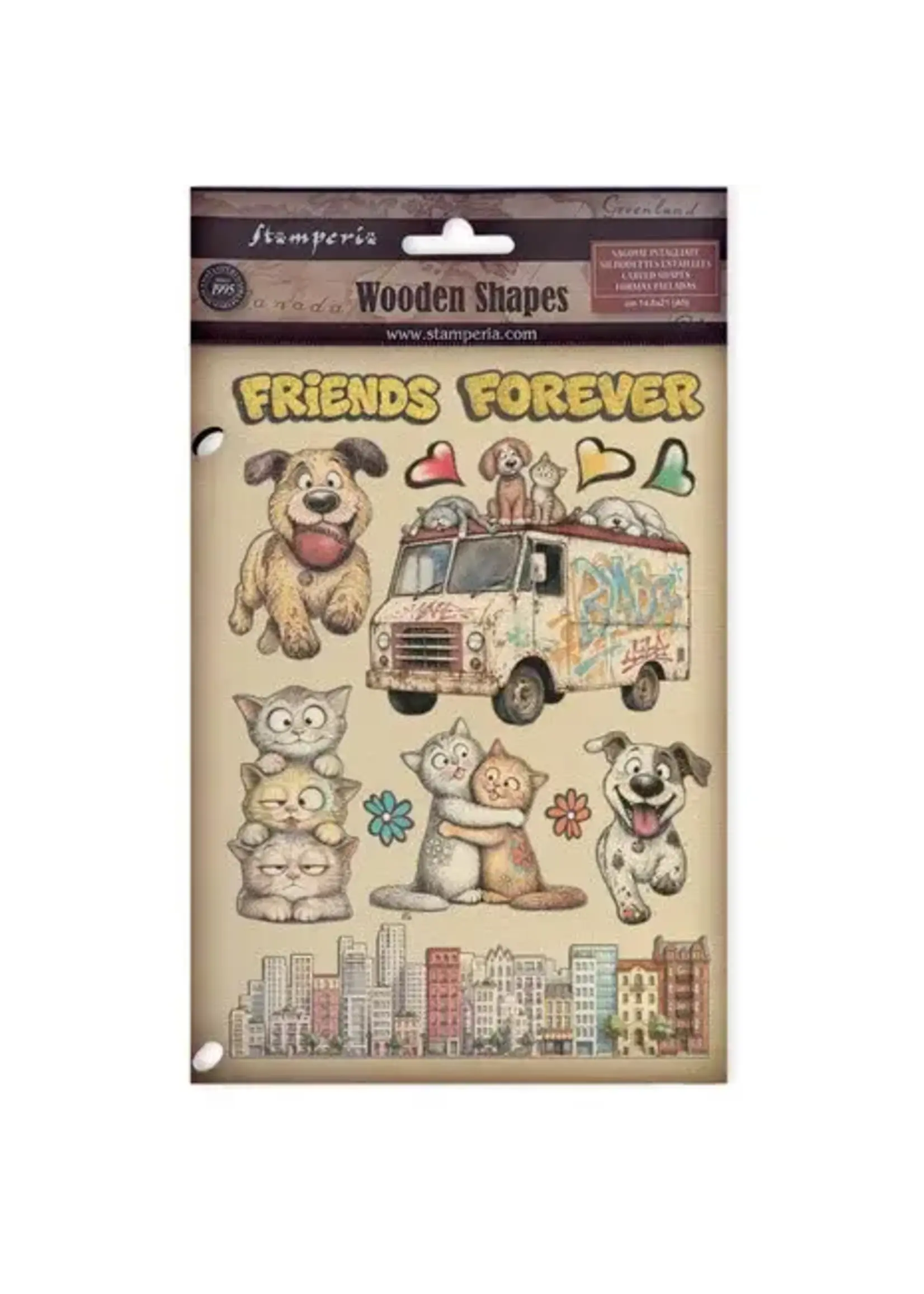 Furry Friends 2 A5 Colored Wooden Shapes by Antonis Tzanidakis (KLSP211)