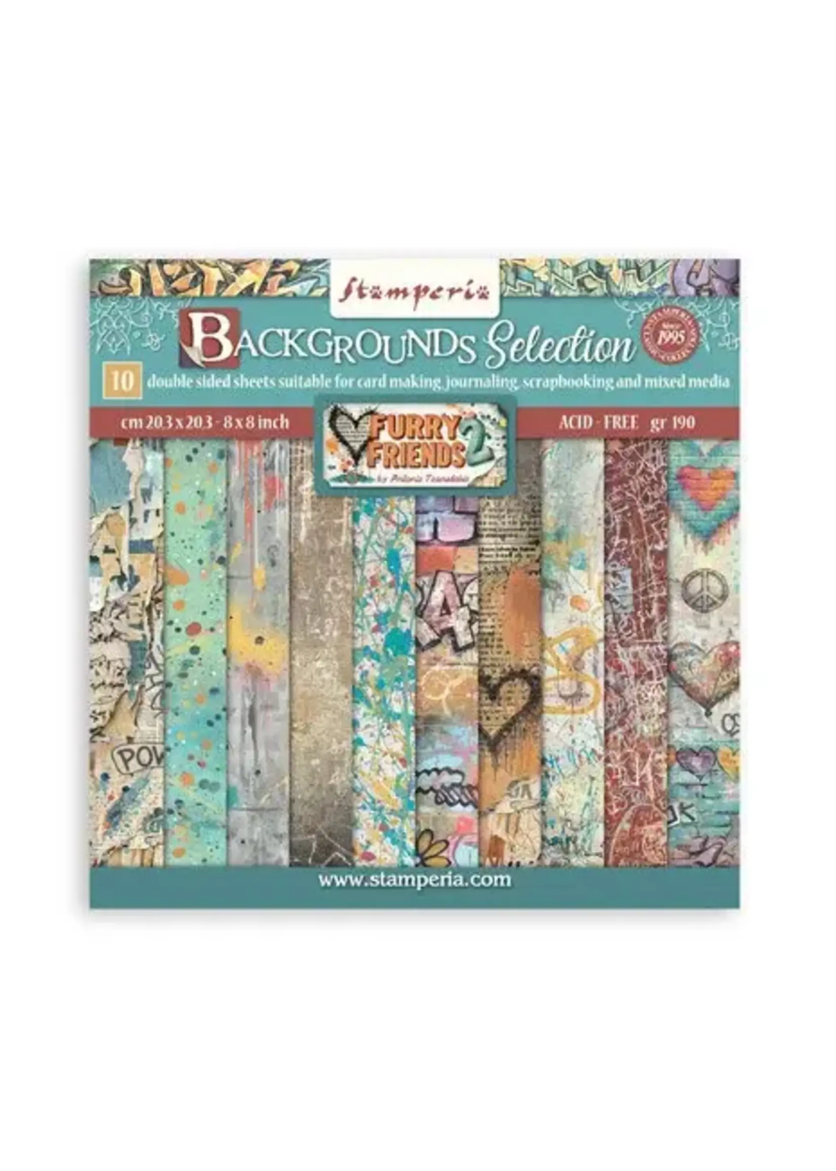 Furry Friends 2 8x8 Inch Paper Pack Maxi Background Selection by Antonis Tzanidakis (SBBS151)