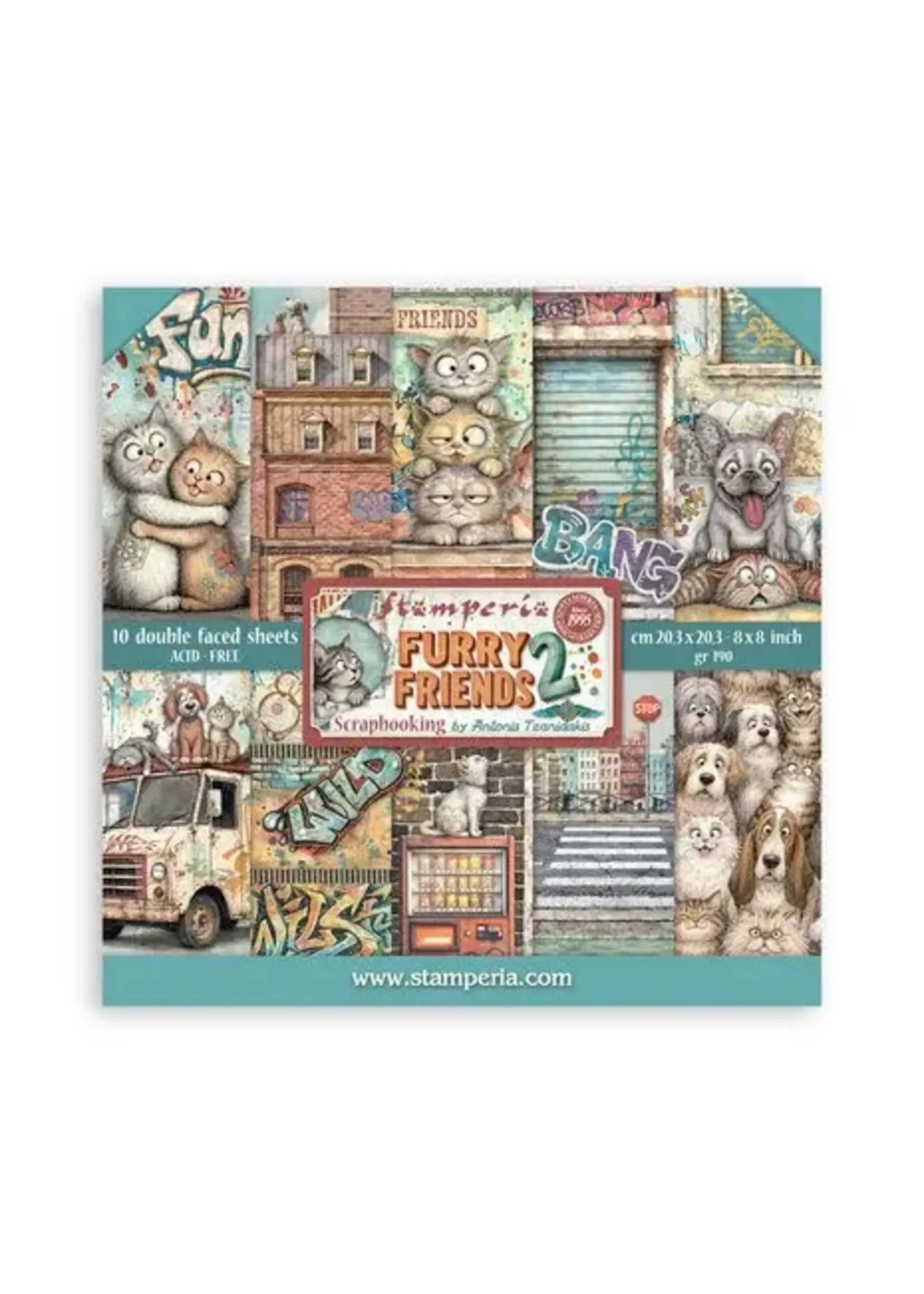 Furry Friends 2 8x8 Inch Paper Pack by Antonis Tzanidakis (SBBS150)