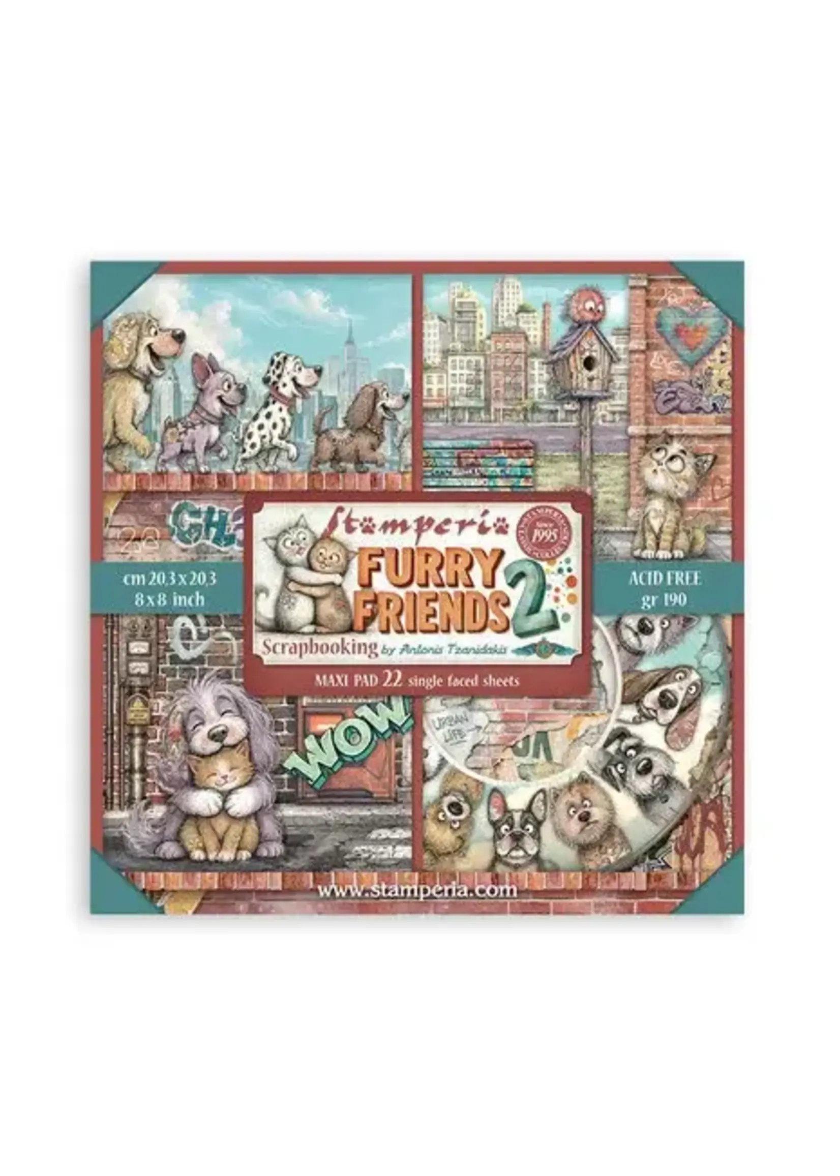 Furry Friends 2 8x8 Inch Paper Pack (Single Face) by Antonis Tzanidakis (SBBSXB29)