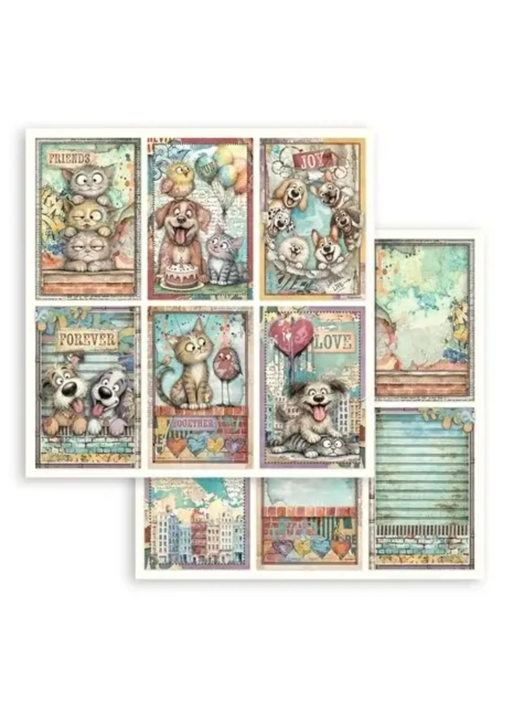 Furry Friends 2 12x12 Inch Paper Sheet 6 Cards (1pcs) by Antonis Tzanidakis (SBB1171)