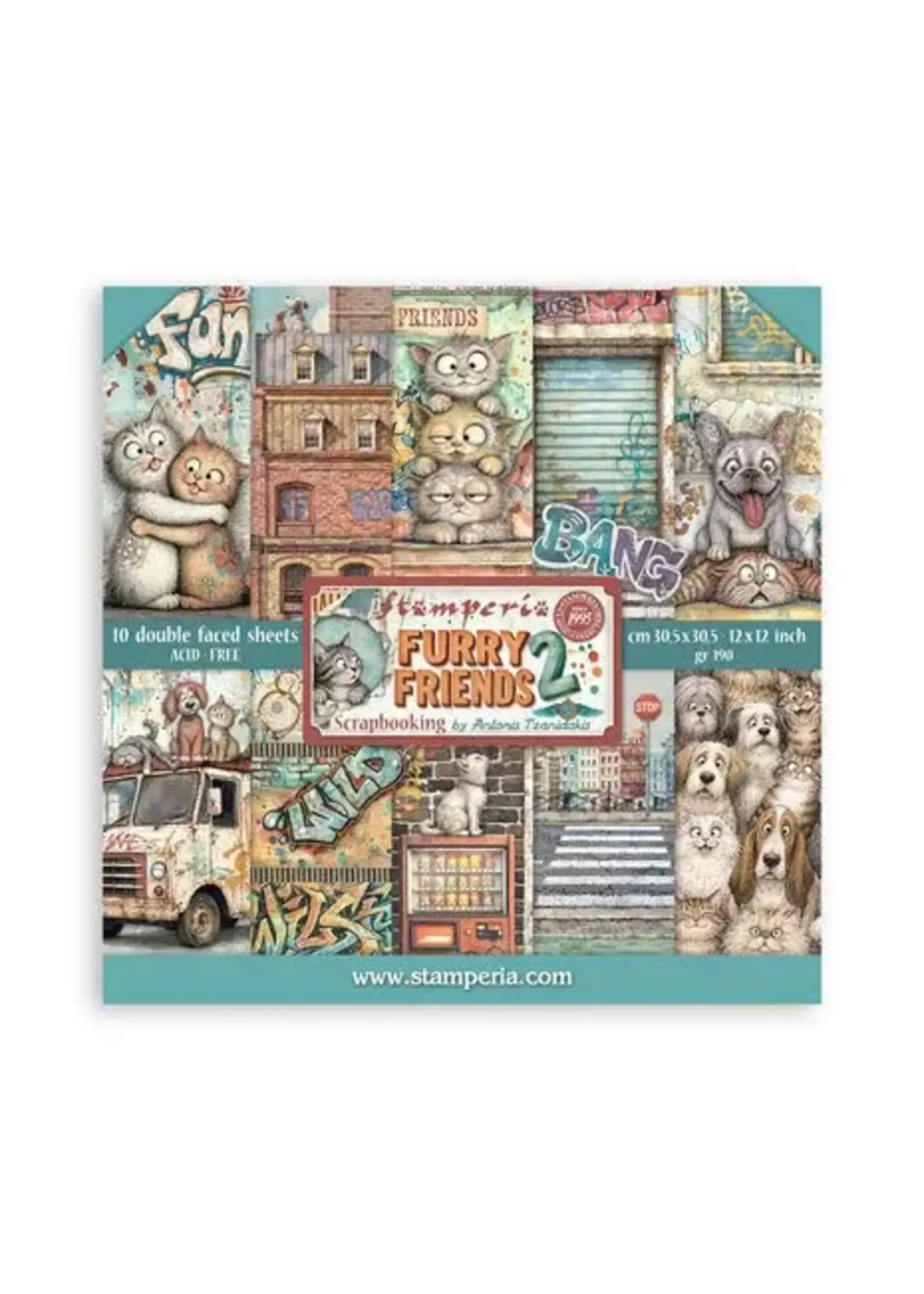 Furry Friends 2 12x12 Inch Paper Pack by Antonis Tzanidakis (SBBL194)