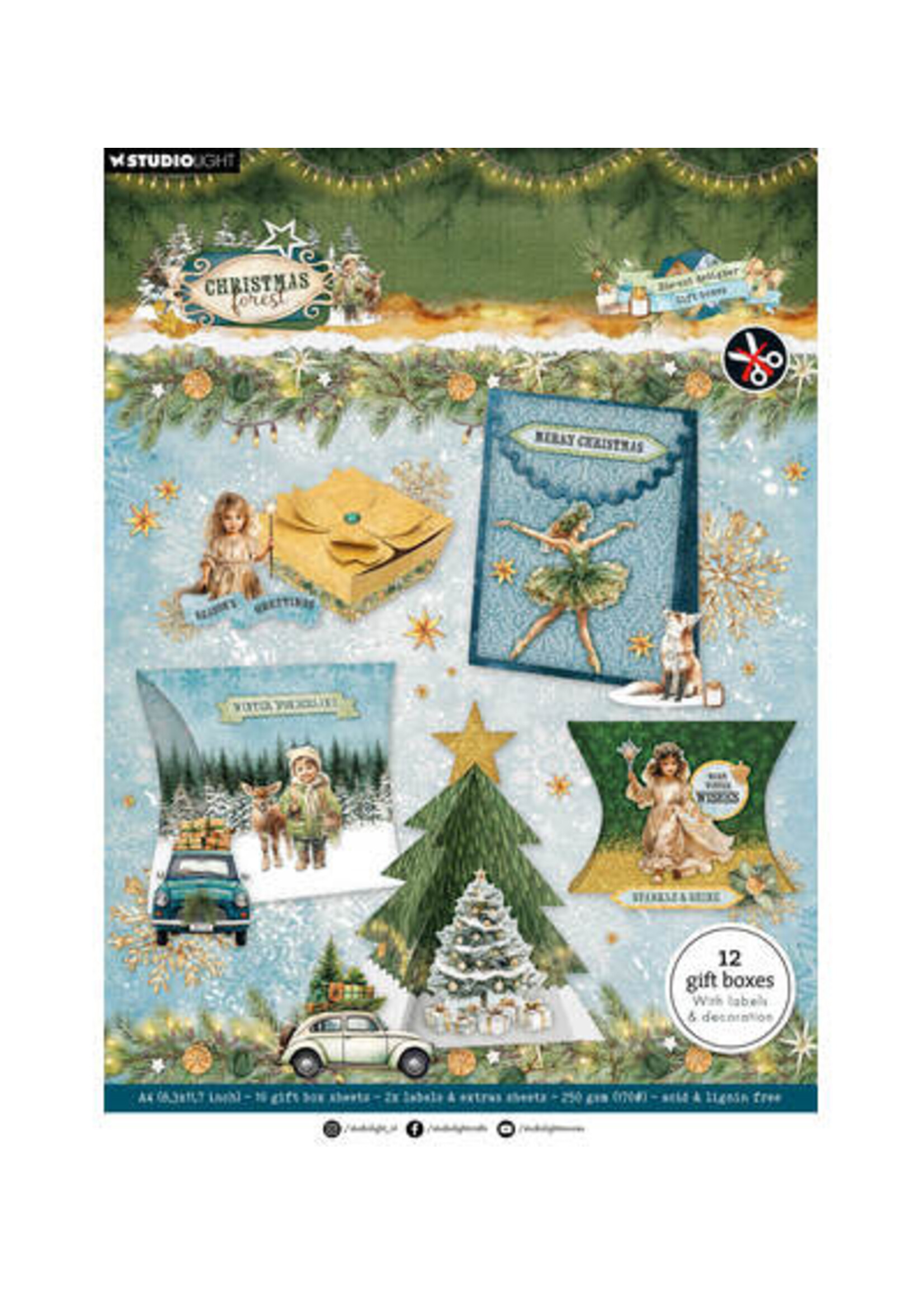 SL-CF-DCPP514 - StudioLight Die-Cut Paper Pad – DIY Giftboxes Christmas Forest nr. 514