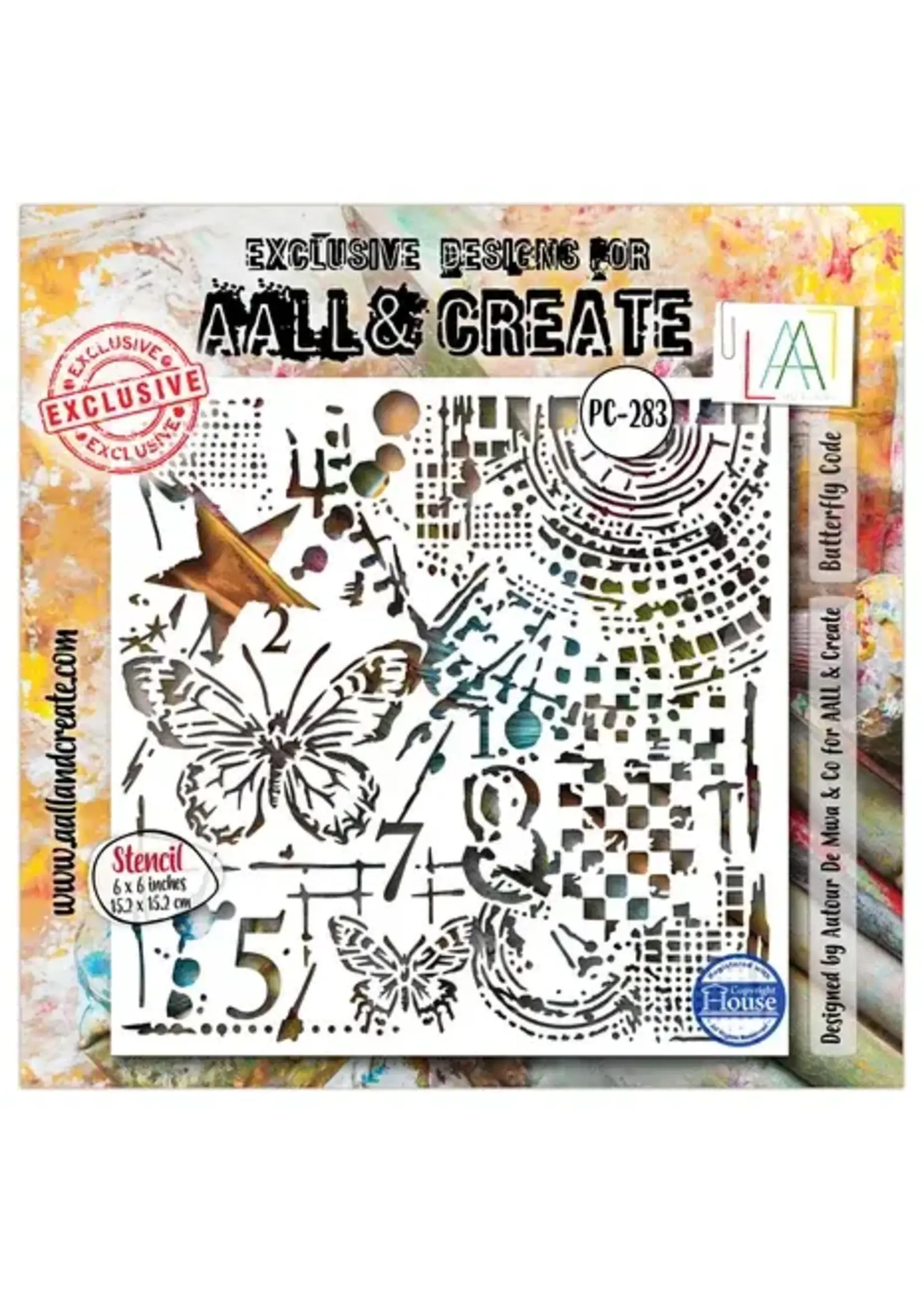 Universe of Patterns 6x6 Inch Stencil Butterfly Code by Autour De Mwa & Co (AALL-PC-283)