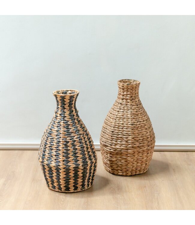 Soeji Geweven Boho Vaas DAYANA zwart gemaakt van Waterhyacint