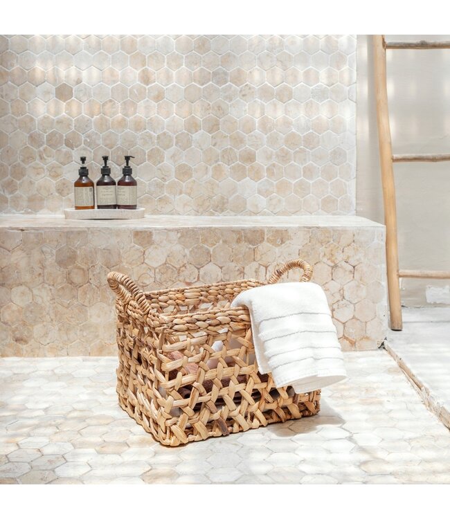 Soeji Opbergmand Rechthoekige Plankmand TANGAN Met de hand geweven van waterhyacint (2 maten)