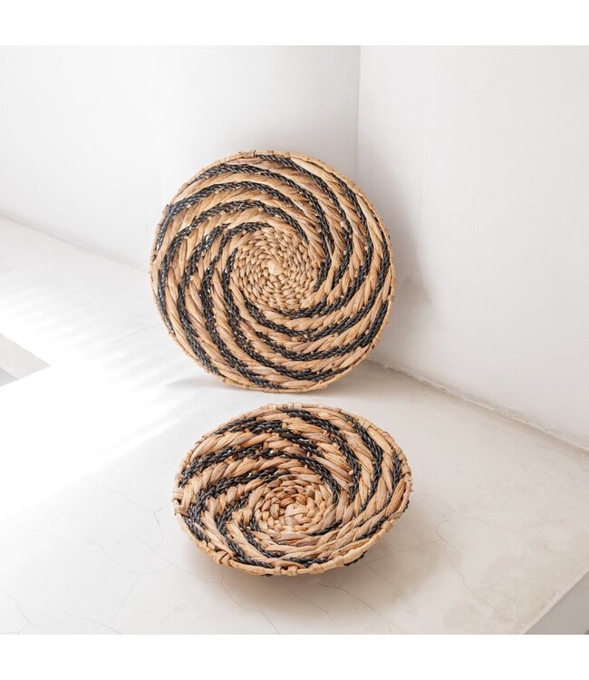 Soeji Ronde wandmand of decoratieve schaal BANDUNG van waterhyacint (2 maten)