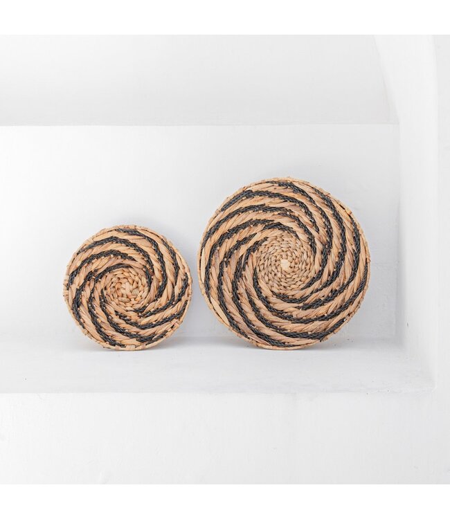 Soeji Ronde wandmand of decoratieve schaal BANDUNG van waterhyacint (2 maten)