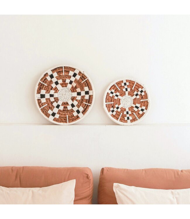 Soeji Wanddecoratie Ronde Boho Muurmand of Platte Kom TAMAN gemaakt van Bananenvezel (2 maten)