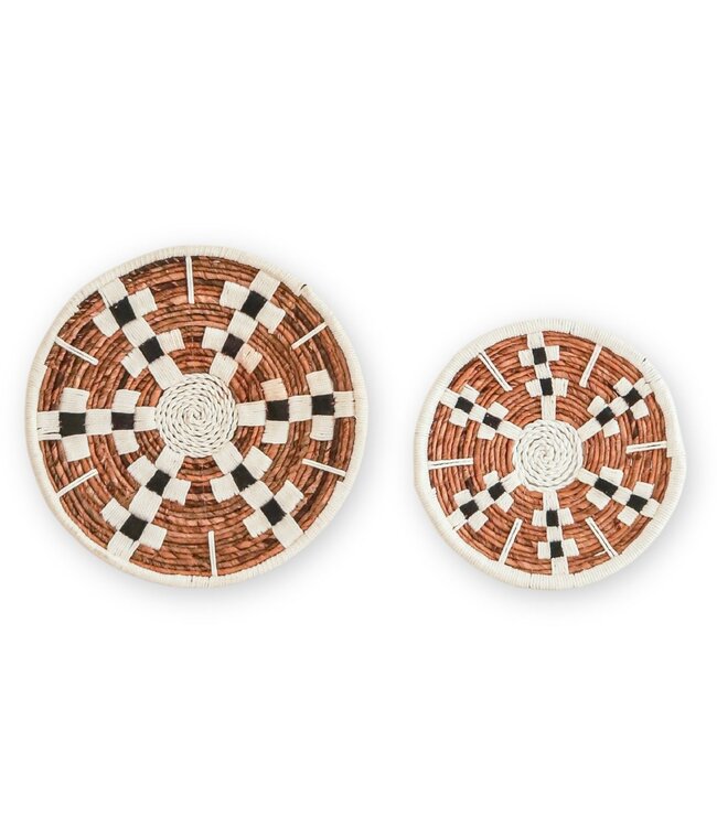 Soeji Wanddecoratie Ronde Boho Muurmand of Platte Kom TAMAN gemaakt van Bananenvezel (2 maten)