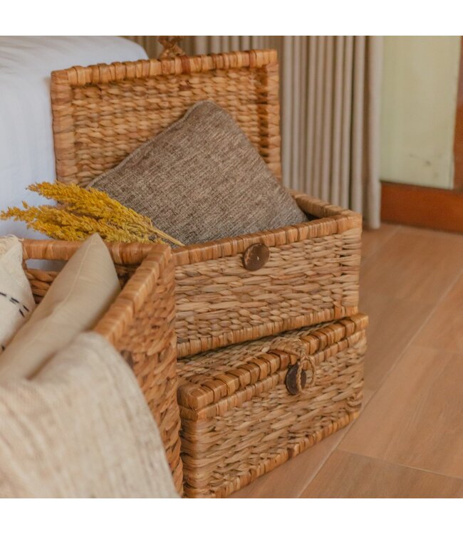 Soeji Kofferbakmand | Wasmand met Deksel KELANA van Waterhyacint (2 maten)