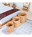 Soeji Rond geweven wasmand – Boho plantenmand – wasmand bruin – grote mand van waterhyacint RAJA (3 maten Ø 35/40/50 cm)
