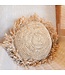 Soeji Rond Boho Kussen met Franjes Decoratief Kussen Ø40/50 cm Sierkussen van Raffia Bankkussen met Vulling TARAKAN beige