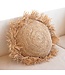 Soeji Rond Boho Kussen met Franjes Decoratief Kussen Ø40/50 cm Sierkussen van Raffia Bankkussen met Vulling TARAKAN beige