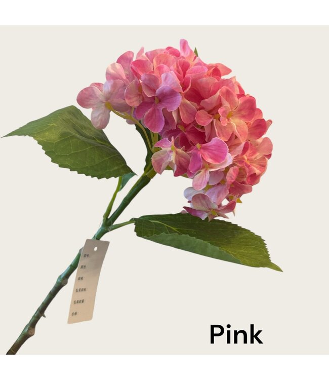 QMF Trading Kortstengelige frisse hortensia | Zijden kunstbloem | Lengte 47cm  1pcs