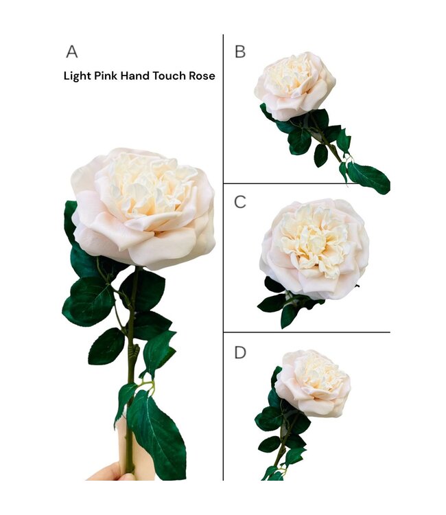 QMF Trading QMF Hand Touch Rose 65cm WIT 2PCS