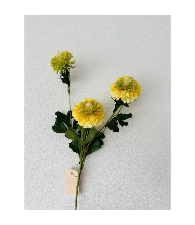 QMF Trading Scabiosa  kunstbloem H80cm centimeter 2PCS geel