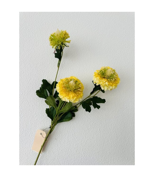 QMF Trading Scabiosa  kunstbloem H80cm centimeter 2PCS geel