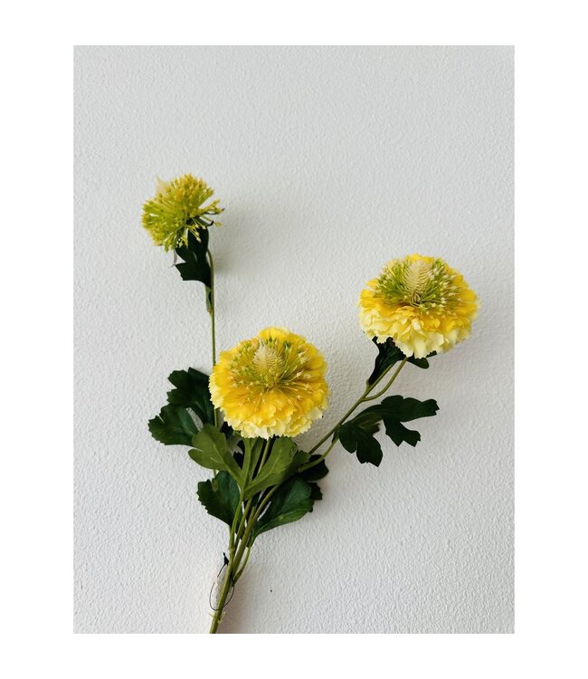 QMF Trading Scabiosa  kunstbloem H80cm centimeter 2PCS geel