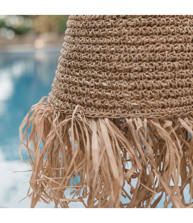 Soeji Raffialamp KALIMA | Geweven lampenkap | Hangende plafondlamp (3 maten)