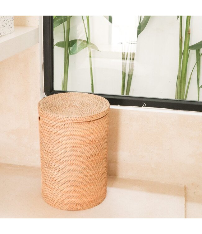 Soeji Wasmand met deksel Opbergmand van rotan SARI (2 maten)