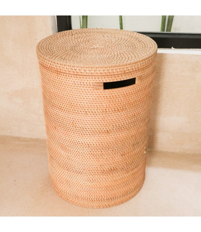 Soeji Wasmand met deksel Opbergmand van rotan SARI (2 maten)