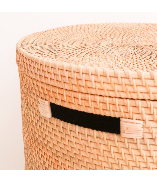 Soeji Wasmand met deksel Opbergmand van rotan SARI (2 maten)